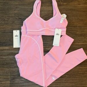 Alo Pink Sports Bra and Leggings Set